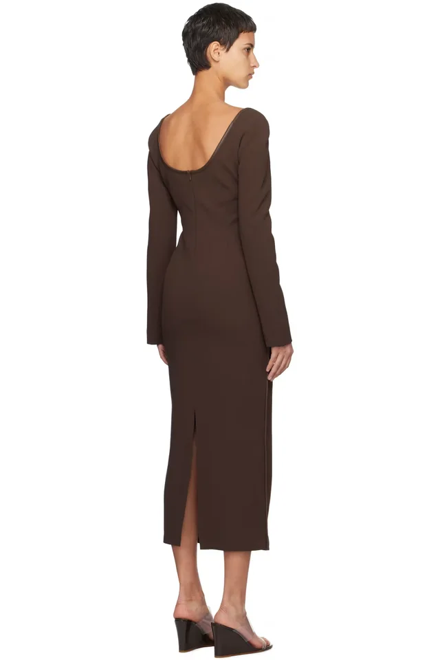 Paris Georgia Brown Fabienne Midi Dress, photo 3 of 4 from SSENSE