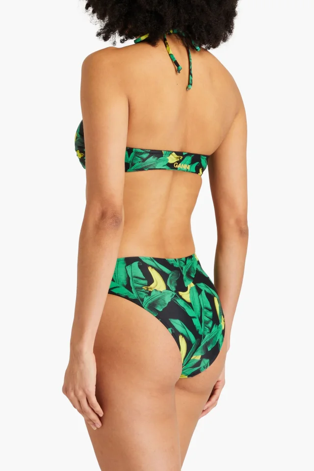 Ganni Printed halterneck bikini top in Green, photo 3 of 4 from THE OUTNET