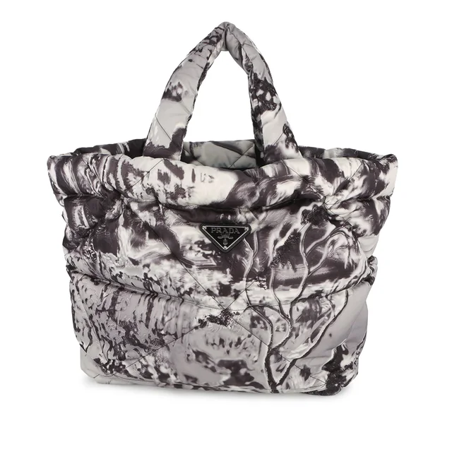 Grey Prada Re Nylon Printed Padded Tote in Grey Nylon from Designer Revival