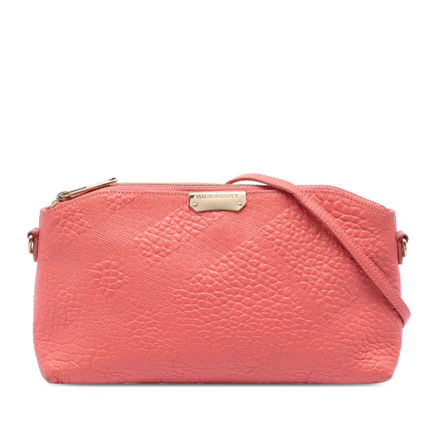 Pink Burberry Small Grain Check Embossed Leather Chichester Crossbody in Pink Leather from Designer Revival, photo 1 of 1