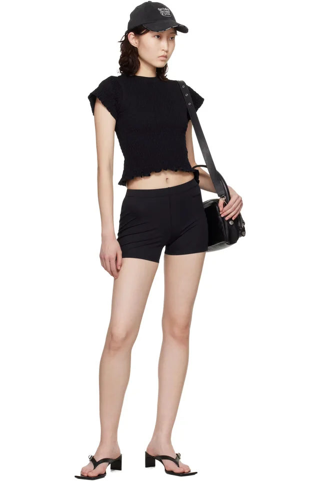 VETEMENTS Black Push-Up Yoga Shorts, photo 4 of 4 from SSENSE