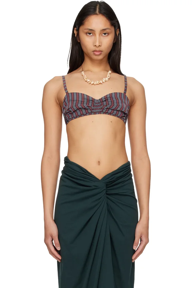 Dries Van Noten Gray & Burgundy Viscose Silk Bra, image 1 of 1 from SSENSE