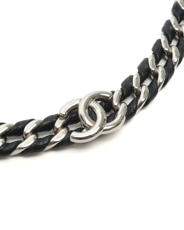 Chanel Coco Mark Chain Necklace in Leather from A Retro Tale, photo 2 of 5