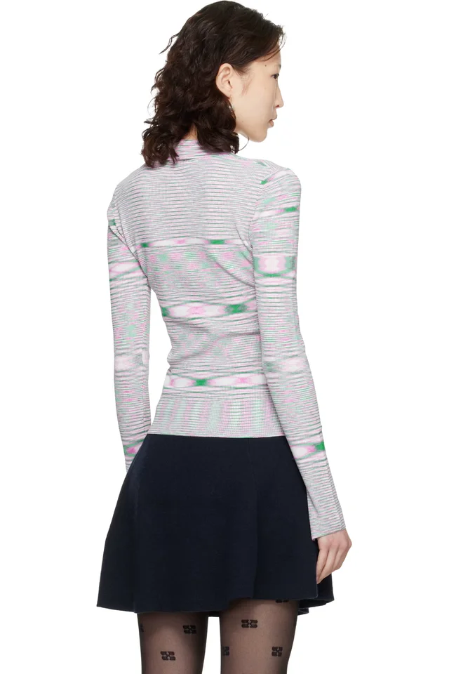 GANNI Pink & Green Spacedyed Knit Polo, photo 3 of 4 from SSENSE