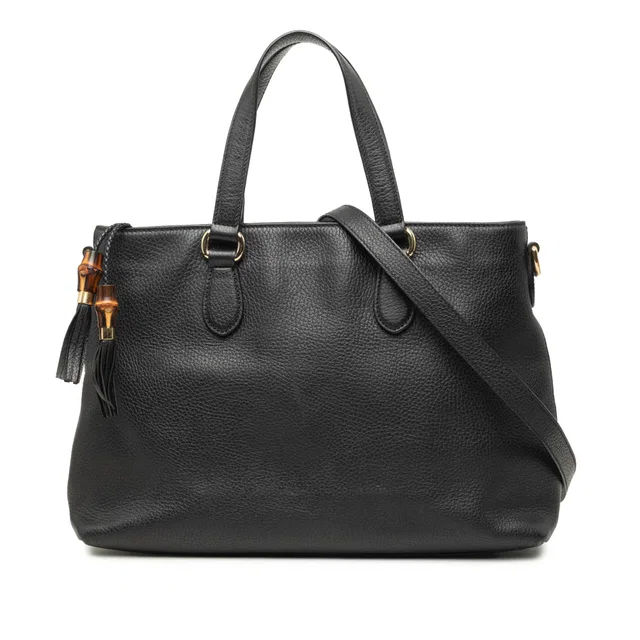 Black Gucci Calfskin Bamboo Tassel Satchel in Black Calfskin from Designer Revival, photo 1 of 1