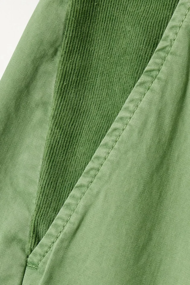 Stella McCartney Corduroy-Trimmed Cotton-Twill Wide-Leg Cargo Pants in Leaf green, photo 4 of 4 from THE OUTNET