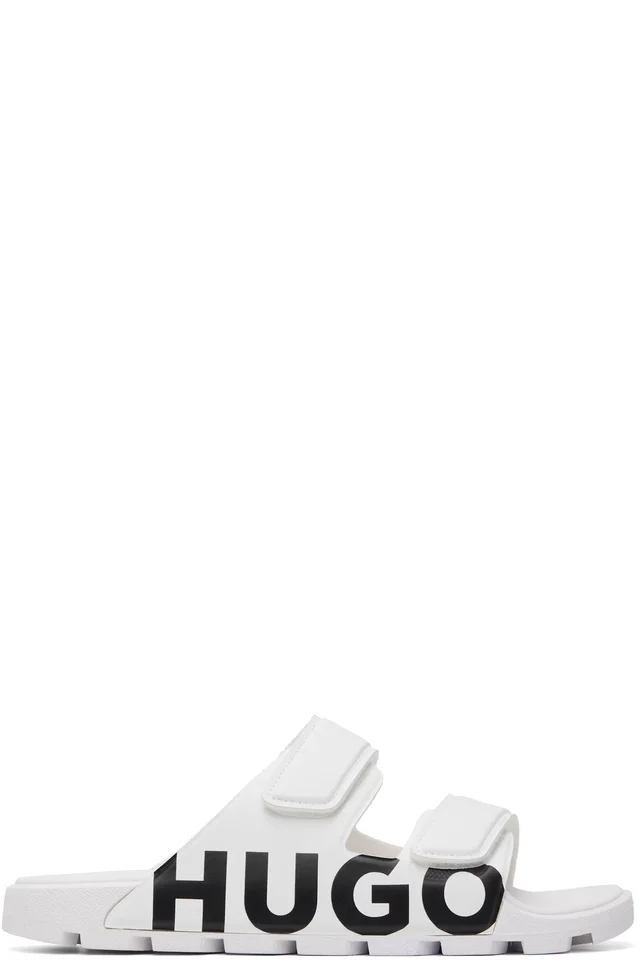 White Double Touch-Closure Straps Logo Sandals, image 1 of 1 from SSENSE