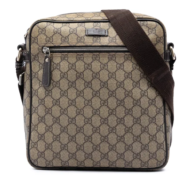 Beige Gucci GG Supreme Crossbody in Beige Coated canvas from Designer Revival