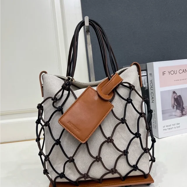 Jacquemus And Brown Leather Net Tote Bag - Women in black Canvas from Poshmark, photo 1 of 1