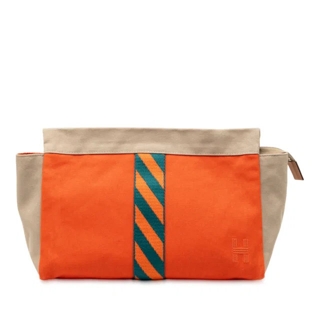 Orange Hermès Canvas Jimetou Jumping Case Clutch Bag in Orange Canvas from Designer Revival