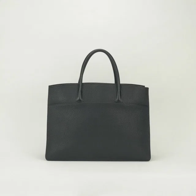 Hermès White Bus GM Business Briefcase Togo Noir Black Gold in Black Togo leather from The Reluxe