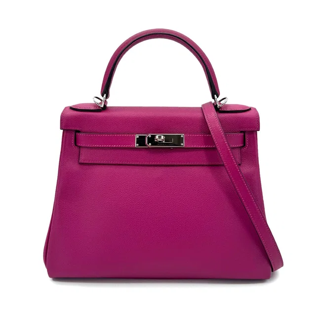 Hermès Kelly 28 Sellier Taurillon Nobillo Rose Purple A in Pink from Luxury Promise