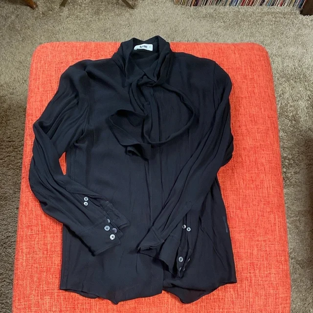 Acne Studios Gothic Goth Neck Tie Sheer Button Up Down Blouse Detachable Tie in black from Poshmark