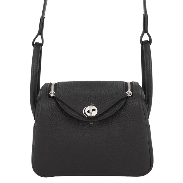 Hermès Lindy Black Taurillon Clemence Size Mini in Black Clemence leather from GALLERY RARE