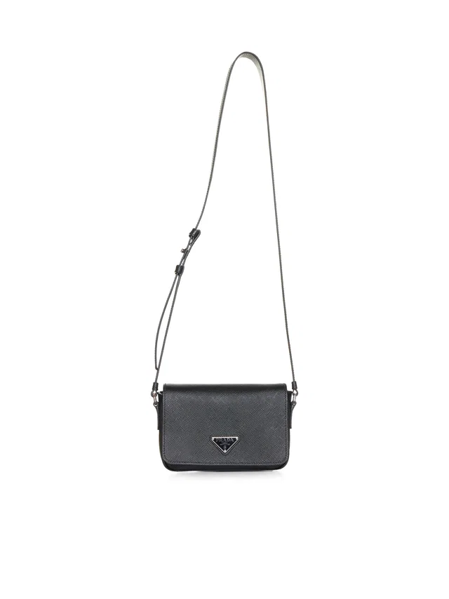 Prada Saffiano Leather Shoulder Bag — Black Calf in Black Saffiano leather from HEWI