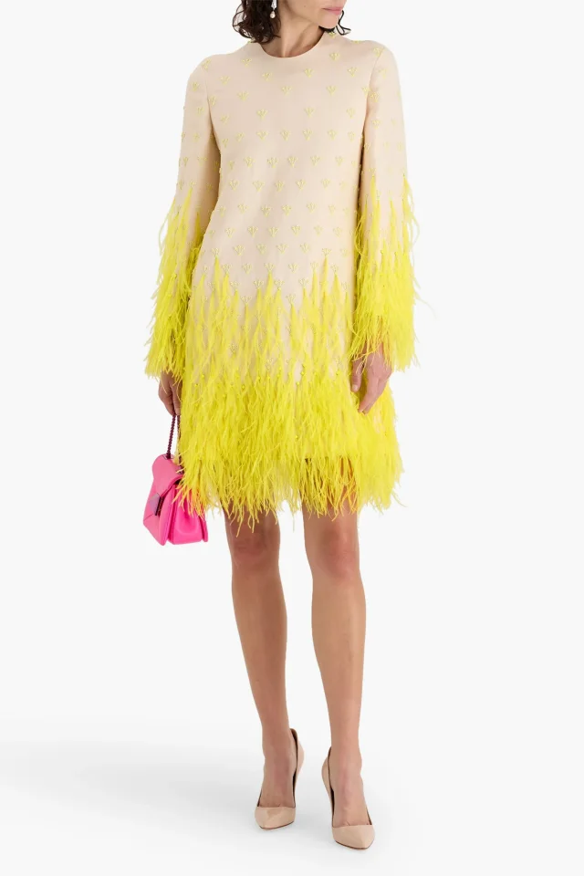Valentino Garavani Embellished Wool and Silk-Blend Crepe Mini Dress in White, photo 2 of 4 from THE OUTNET