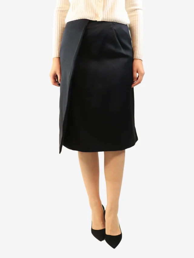 Hermès Black satin midi skirt - size UK 10 in Black Satin from Sign of the Times