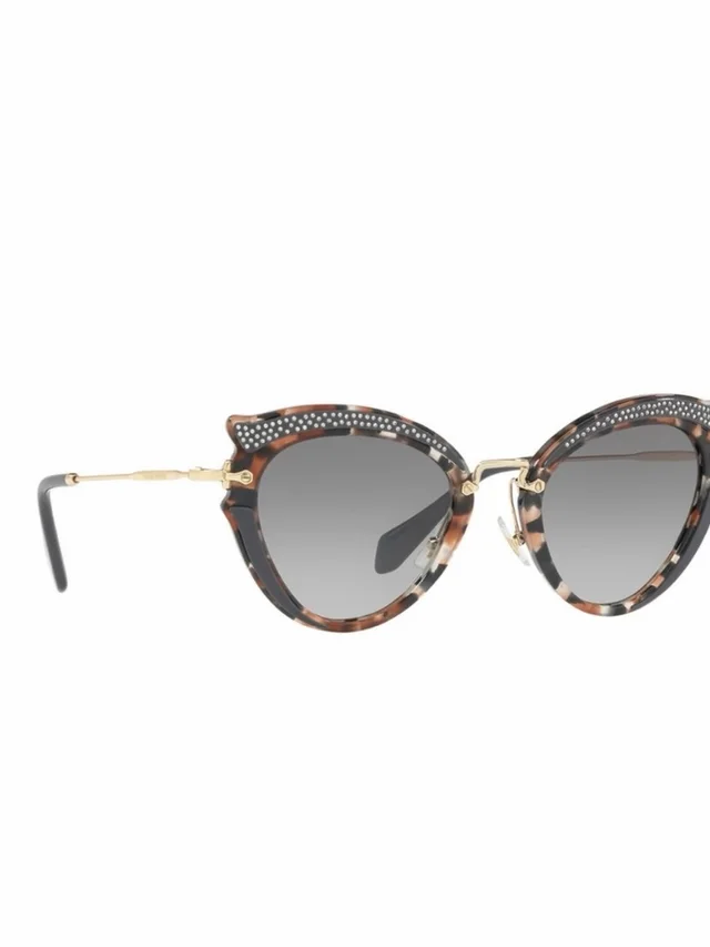 Miu Miu Tortoiseshell Cat-Eye Sunglasses With Crystal Accents - Brown in brown|red from Poshmark