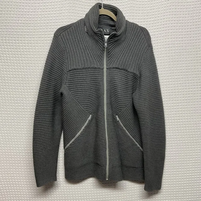 Giorgio Armani Sweater Mens Medium Gray Full Zip Knit Jacket Hooded Ribbed Knit in gray from Poshmark, photo 1 of 1