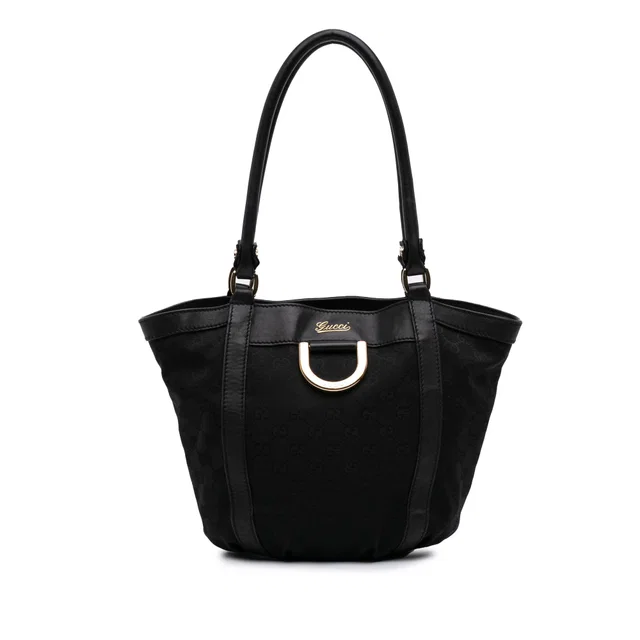Black Gucci GG Canvas Abbey D Ring Handbag in Black Canvas from Designer Revival