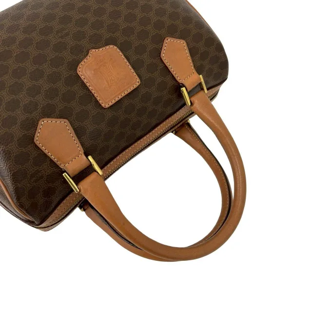 Celine Macadam Triomphe Leather 2way Shoulder Bag in Brown Leather from LuxUness, photo 4 of 13