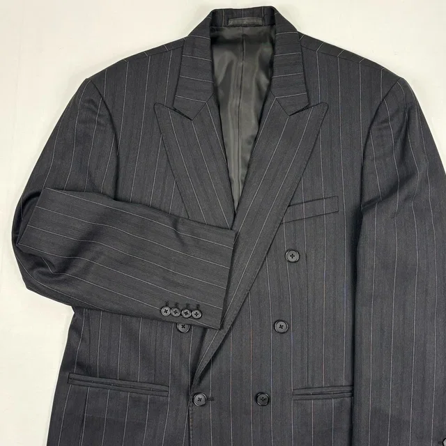 Bespoke Vtg Y2k Loro Piana Super 120s K. Ratan Db Blazer 40r Charcoal Pinstripe in gray Woven leather from Poshmark