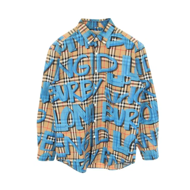Burberry Graffiti Print Vintage Nova Check Cotton Shirt from LuxUness
