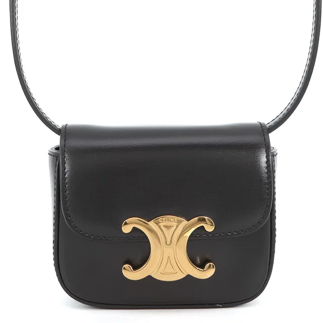Celine Claude Shoulder Bag Black10I513DPV.38NO Shiny Calf Leather Size Mini in Calfskin from GALLERY RARE