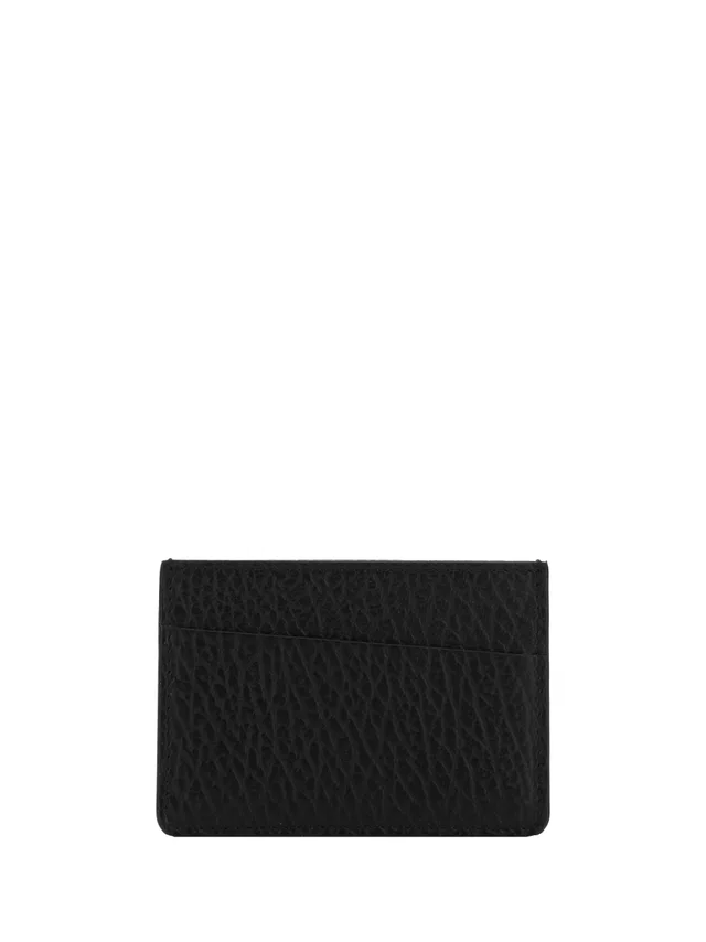 Maison Margiela Contrast Stitched Leather Card Case — Black Calf Bos Taurus Wallet in Black Leather from HEWI