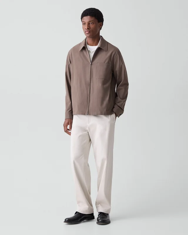 Theory Zip Overshirt in Motion Wool in MOREL 54% Virgin Wool, 25% Recycled Polyester, 20% Polyester, 1% Spandex, photo 5 of 12 from Theory