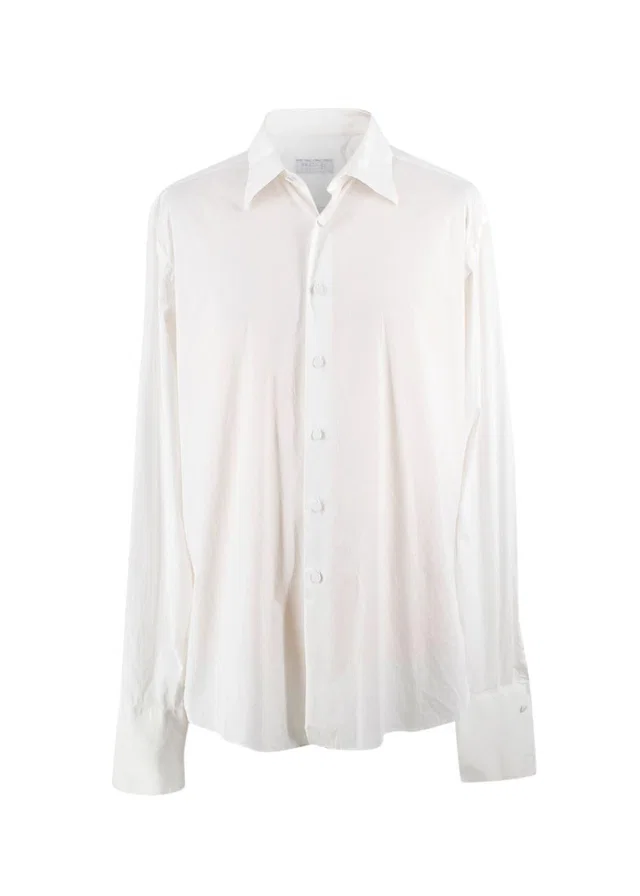 Prada White Classic Dress Shirt in White Nylon from HEWI