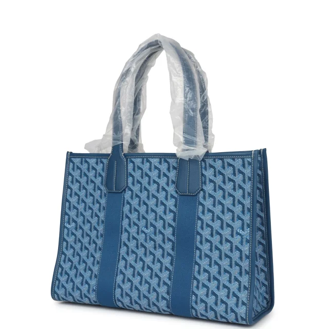 Goyard Goyardine Jacquard Ocean Blue Villette PM Bag in Blue Calfskin from Madison Avenue Couture, photo 5 of 7