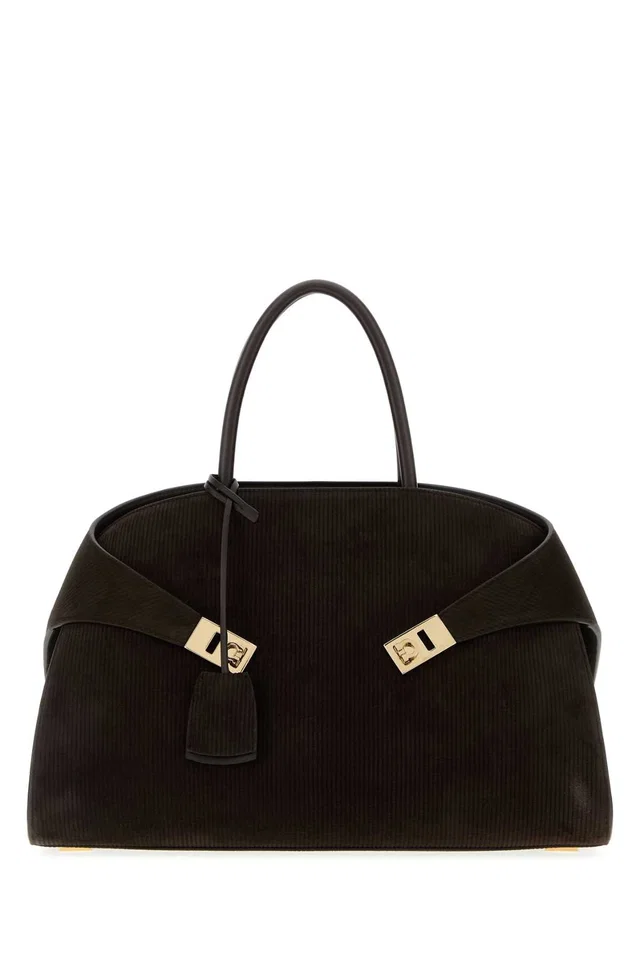 Ferragamo Hug Shoulder Bag — Brown Lambcalf in Brown Calfskin from HEWI