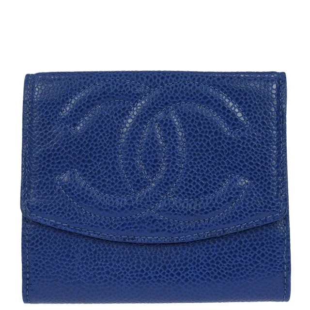 Chanel 1991-1994 Blue Caviar Skin Coin Purse Wallet in Blue Caviar leather from AMORE Vintage Tokyo