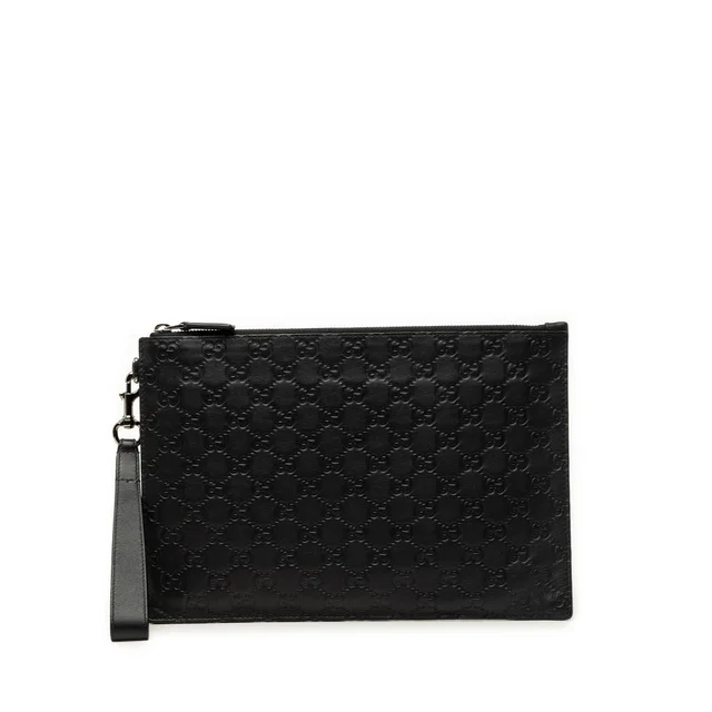 Black Gucci Guccissima Clutch in Black Leather from Designer Revival