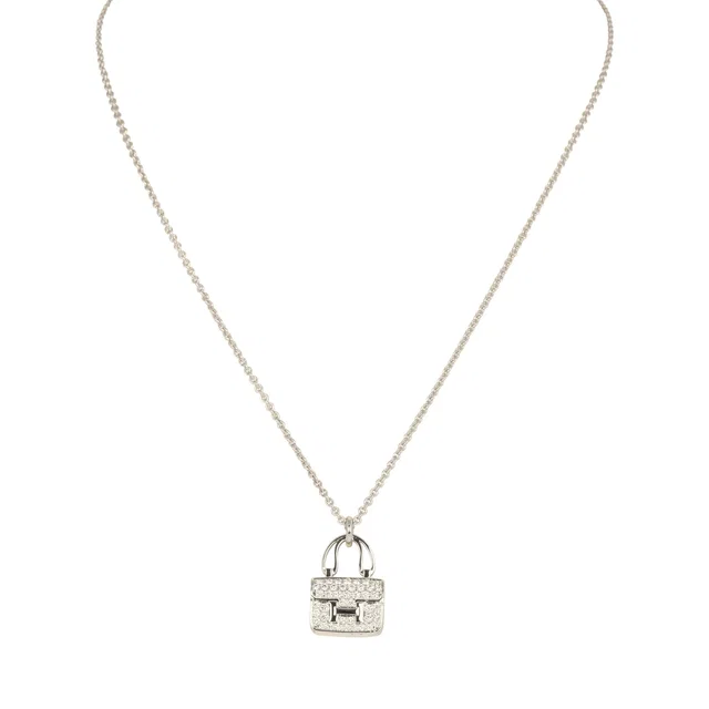 Hermès Amulettes Constance Pendant Necklace Diamonds 18K White Gold in White from Madison Avenue Couture