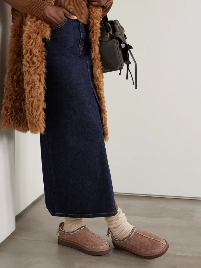 UGG Tasman Biarritz shearling-lined brushed-suede slippers in Brown, photo 2 of 2 from NET-A-PORTER (Canada)