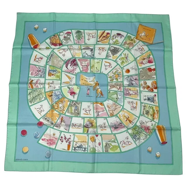 Hermès Carre 90 le Jeu Des Petits Bonheurs Little Happiness Game Scarf Silk in Silk from The Reluxe