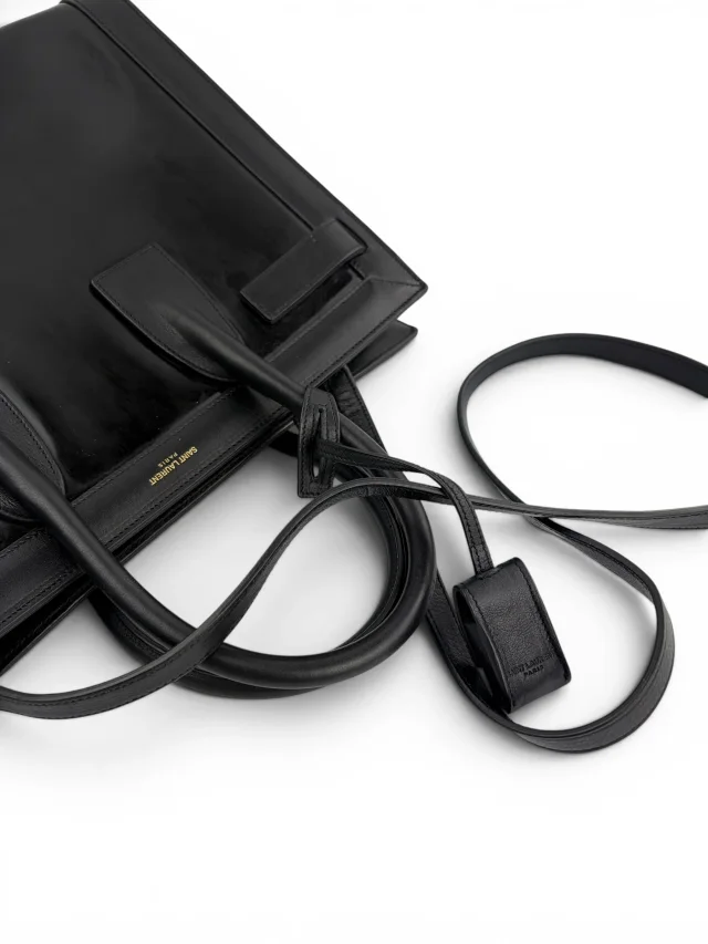 Saint Laurent Small Black Leather & Patent Sac de Jour in Black Patent leather from Season 2 Consign, photo 5 of 10