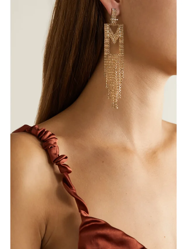 RETROFÊTE Alphabet rhodium-plated crystal single earring in Metallic, photo 2 of 2 from NET-A-PORTER (Canada)