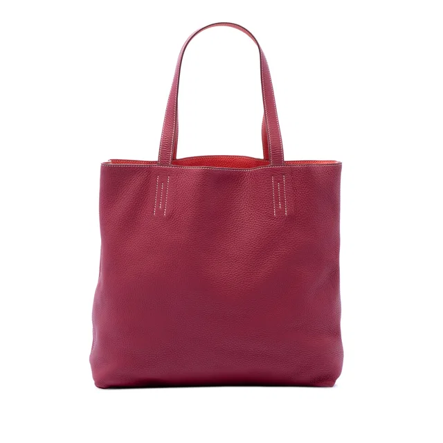 Red Hermès Clemence Double Sens 36 Tote Bag in Red Clemence leather from Designer Revival