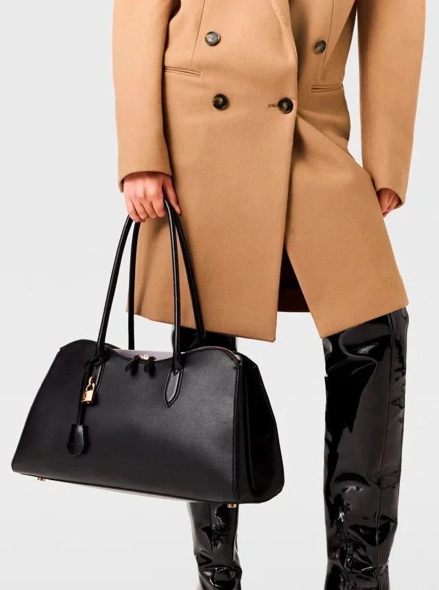 Stella mccartney Shoulder Bag 'Ryder' with Two Top Handles and Lock Detail on the Front in Black Ecoleather for Women in Black 70% True Hemp 30% Lyocell, photo 10 of 11 from Gaudenzi Boutique