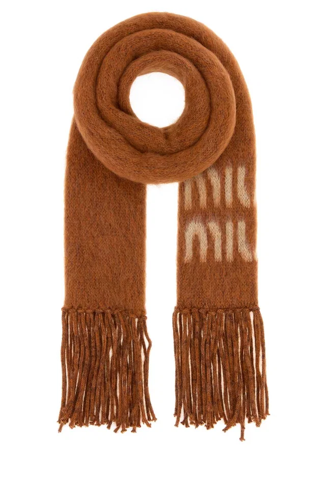 Miu Miu Mohair Blend Scarf — Orange Exterior: Nylon Wool Scarfs in Orange Nylon from HEWI