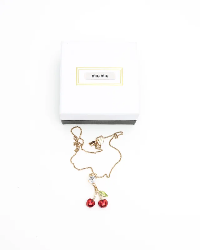 Miu Miu Rhinestone Cherry Necklace from A Retro Tale, photo 2 of 5