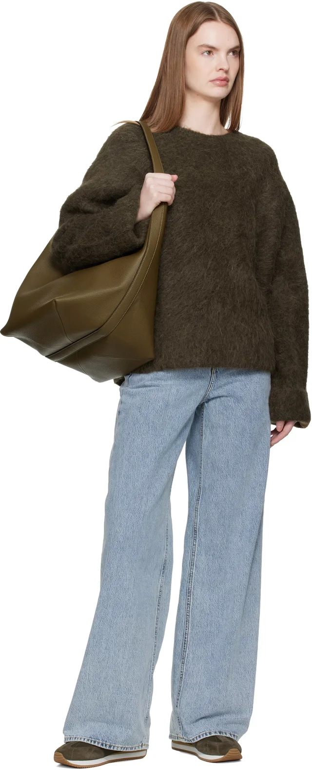 TOTEME Brown Belted Grained-Leather Tote, photo 8 of 8 from SSENSE