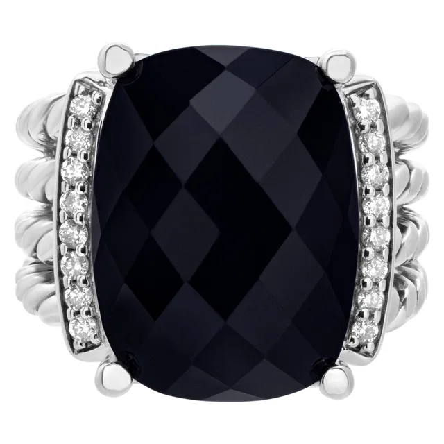 David Yurman Wheaton ring with black onyx and diamond accents in silver in Black Sterling Silver from Gray And Sons
