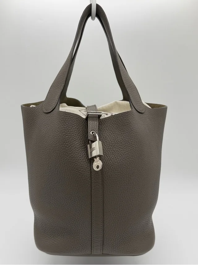 Hermès Picotin 22 Taupe Leather Tote Bag With Lock Detail (Full Set) in gray Leather from Poshmark