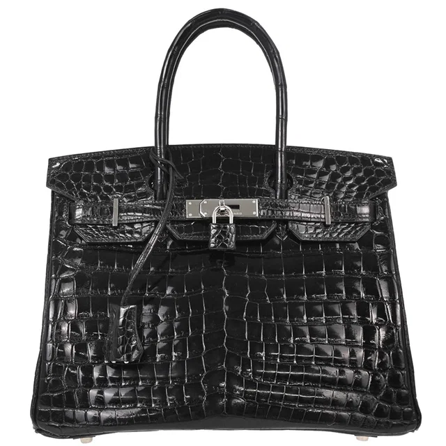 Hermès Black Niloticus Birkin 30 Handbag in Black Crocodile from AMORE Vintage Tokyo