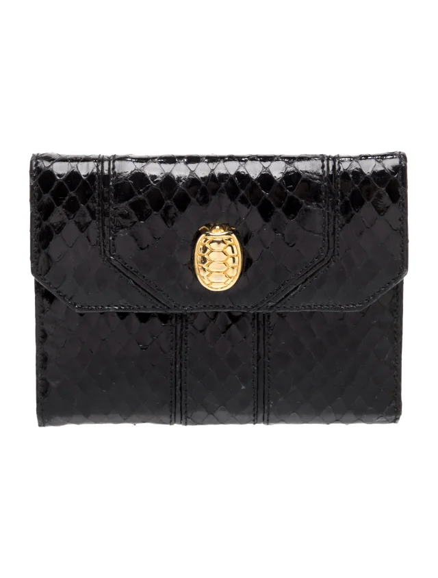 Judith Leiber Embossed Leather Animal Print Continental Wallet in black Leather from The RealReal
