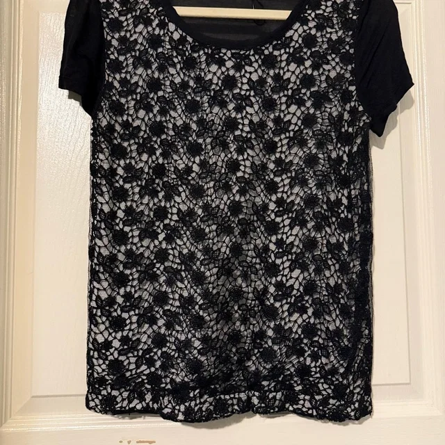 REDValentino Floral Lace Short Sleeve Top Size S in black from Poshmark